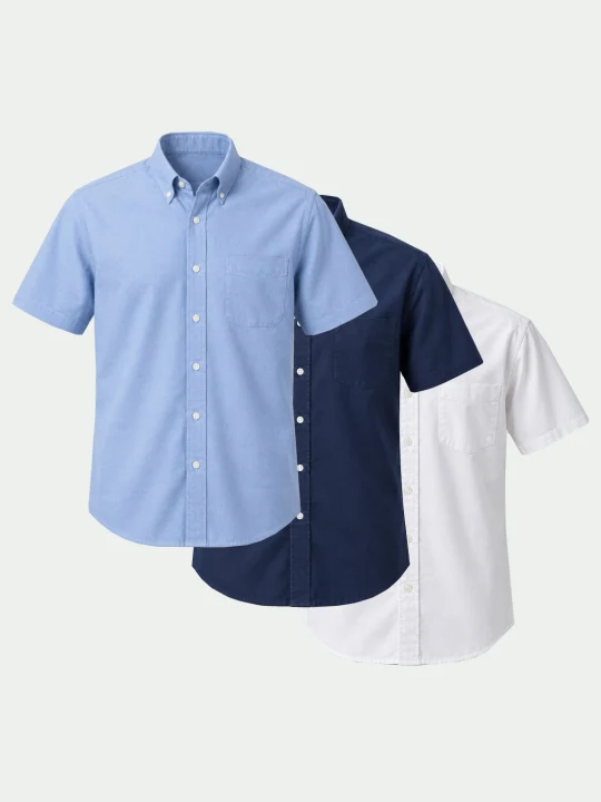 Camisas oxford en celeste, azul marino y blanco