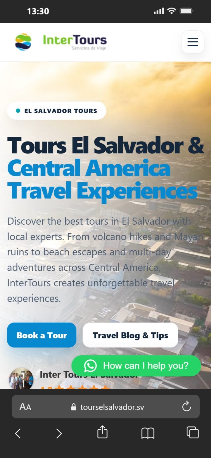 Vista móvil de Tours El Salvador | Intertours