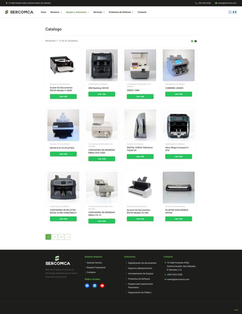 Captura del proyecto SERCOMCA S.A de C.V