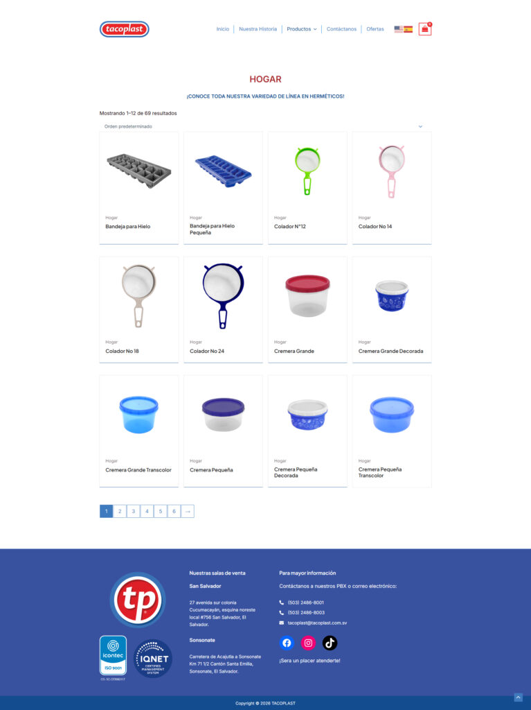 Captura del proyecto Tacoplast S.A de C.V