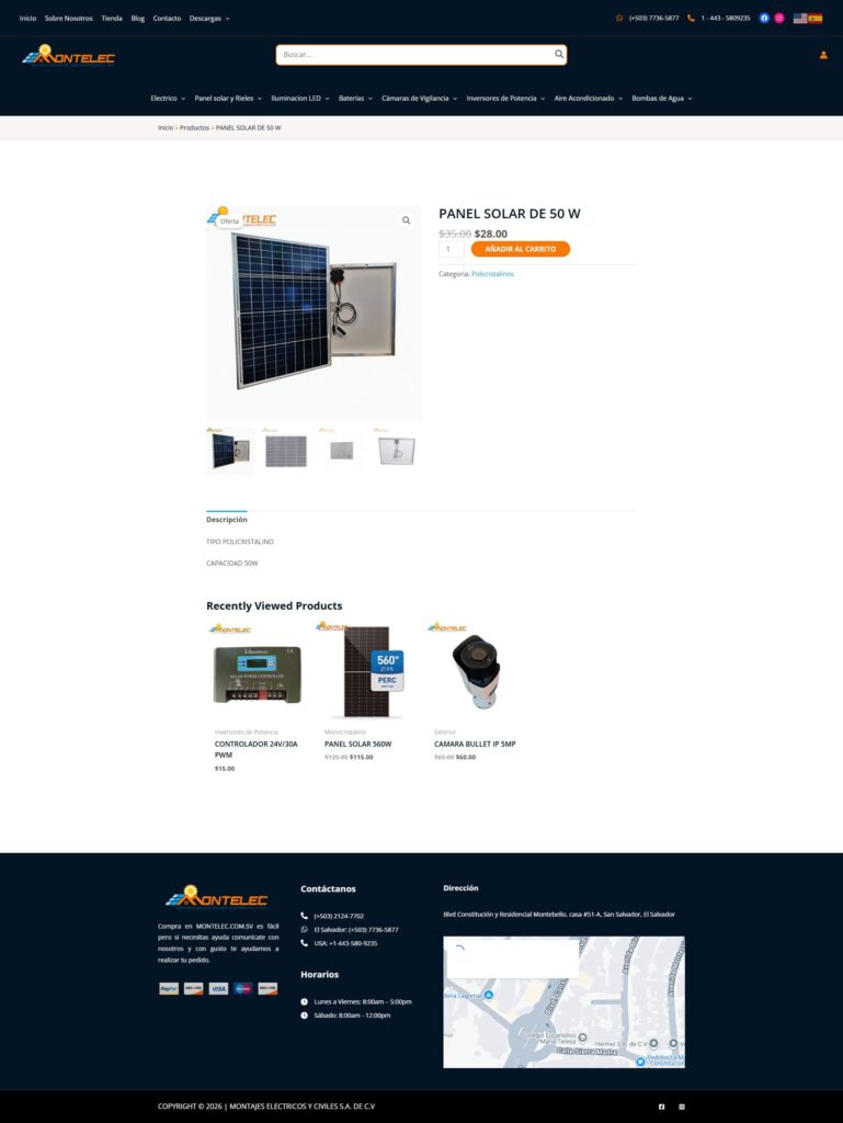 Captura del proyecto MONTELEC S.A DE C.V