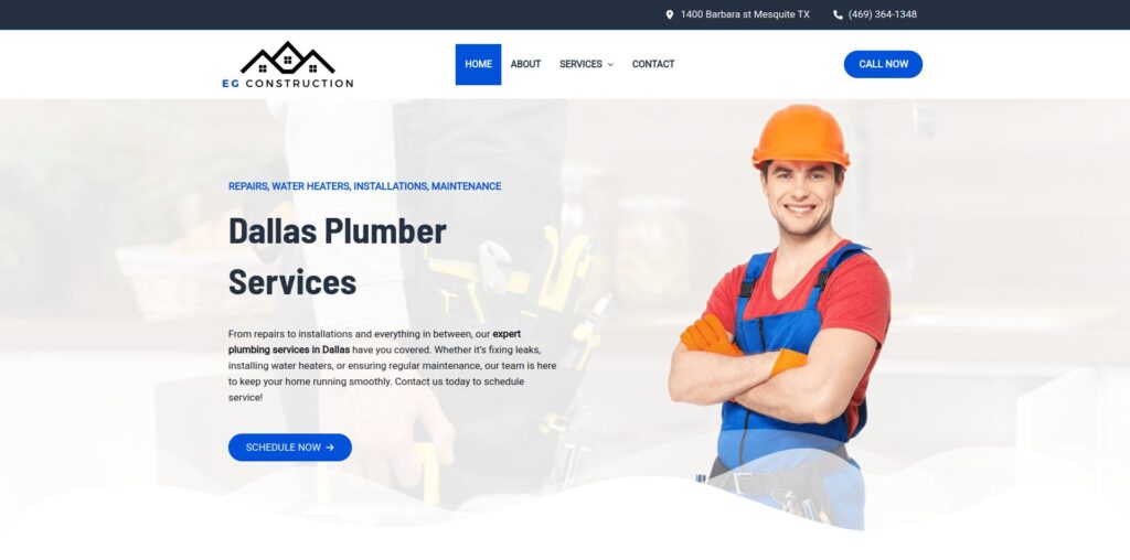 Sitio web de EG Construction