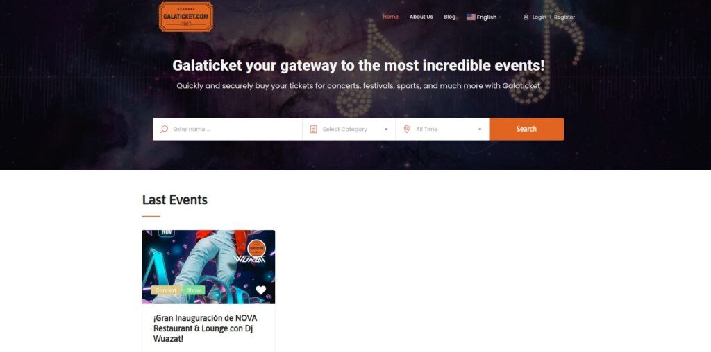 Sitio web de GalaTicket
