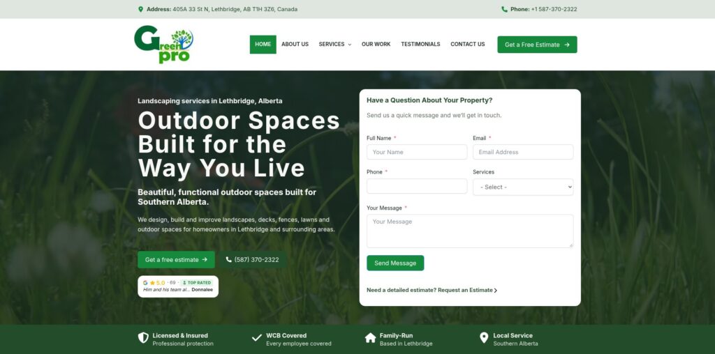 Sitio web de Green Pro Landscaping