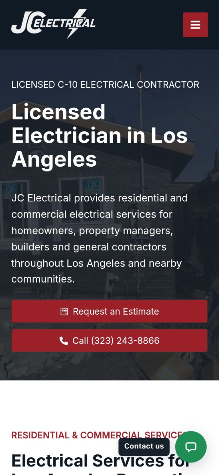 Vista móvil de JC Electrical