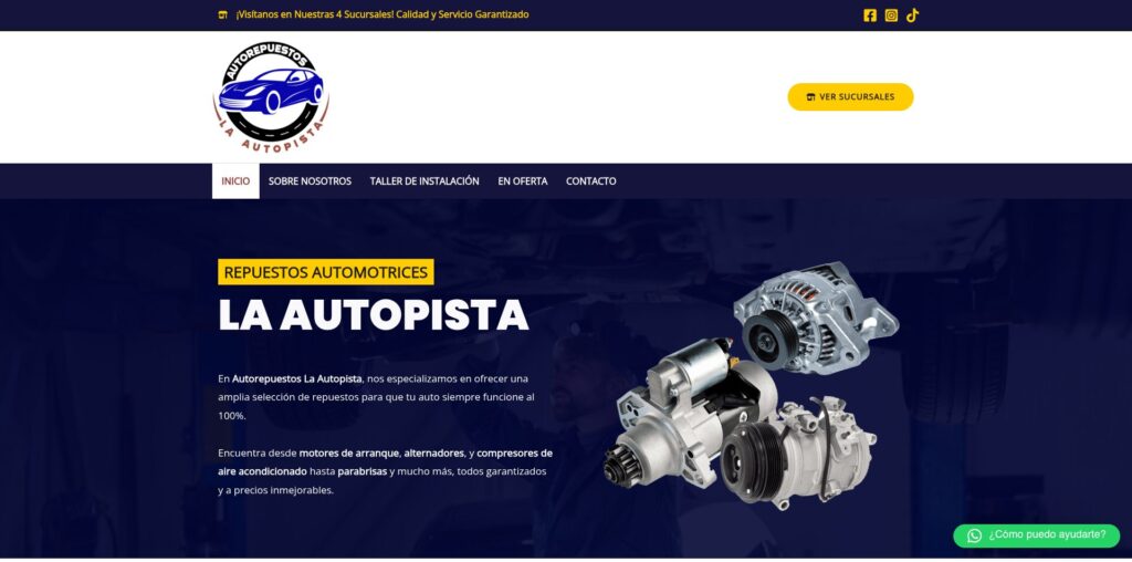 Sitio web de Autorepuestos La Autopista