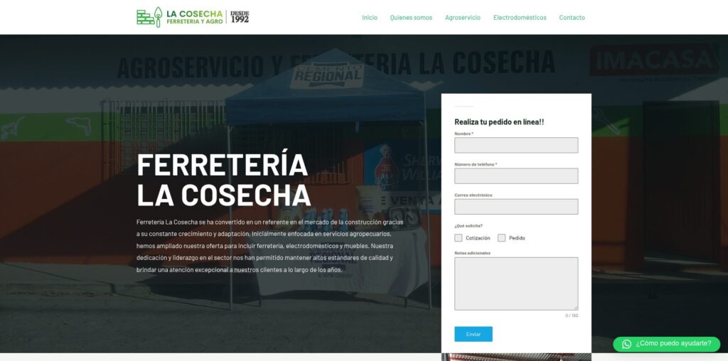 Sitio web de Ferretería La Cosecha
