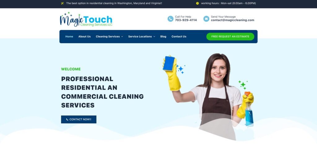 Sitio web de Magic Touch Cleaning Services