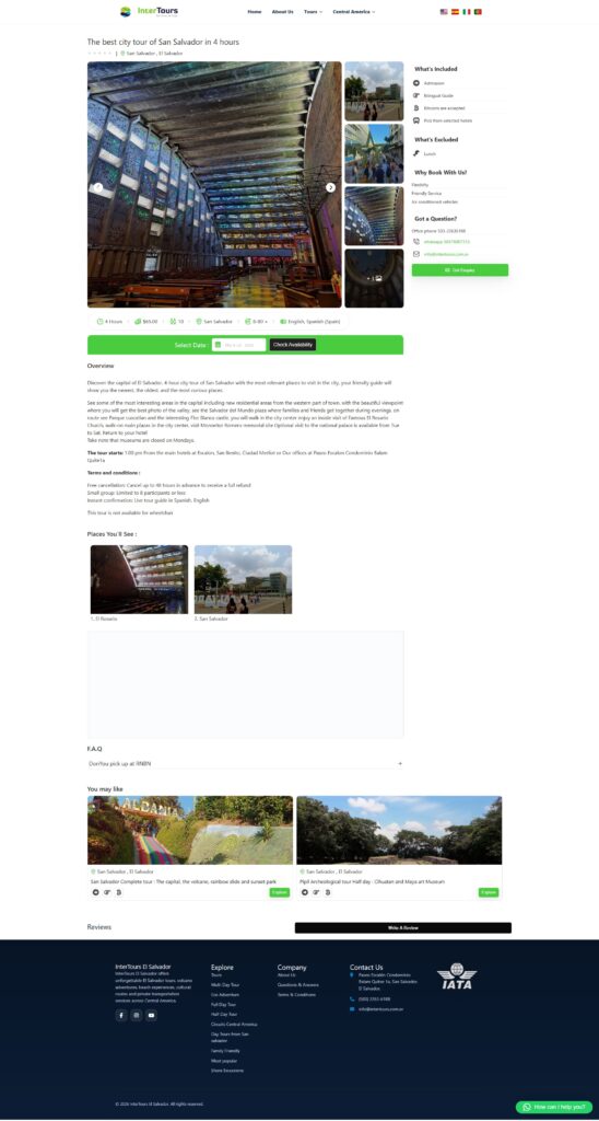 Captura del proyecto Tours El Salvador | Intertours