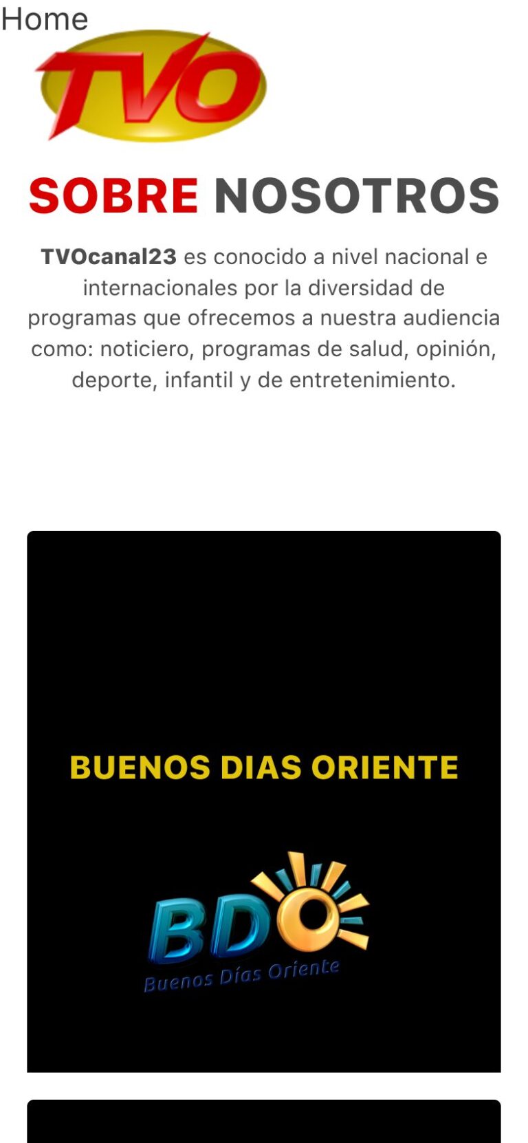 Vista móvil de TVO Canal 23